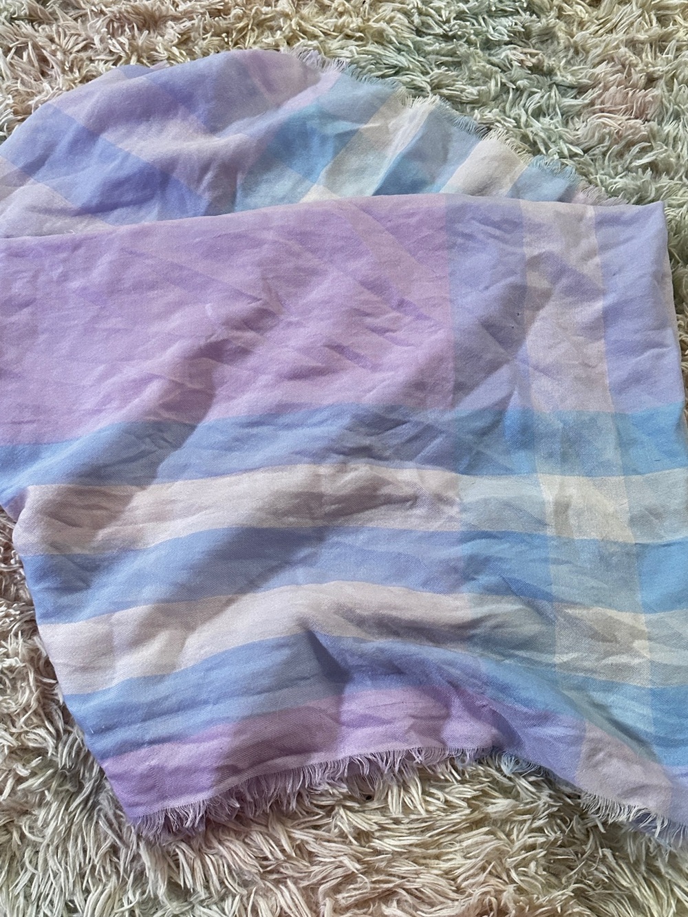 Burberry Pastel Plaid Scarf in Lavender and Light Blue - Picture 2 of 12